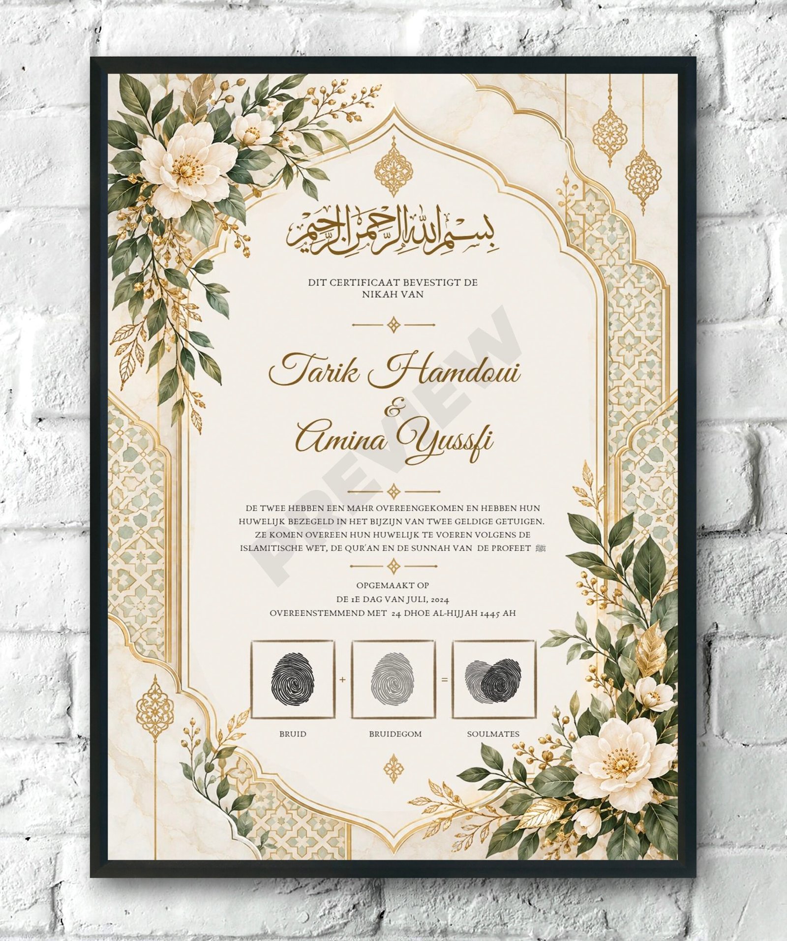 Botanical Soulmates nikah certificaat