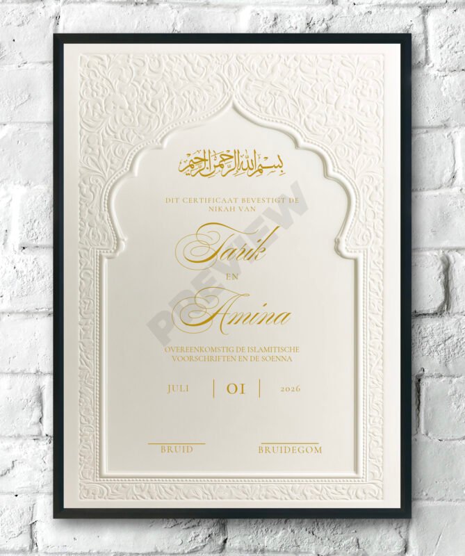 Ivory Elegance nikah certificaat